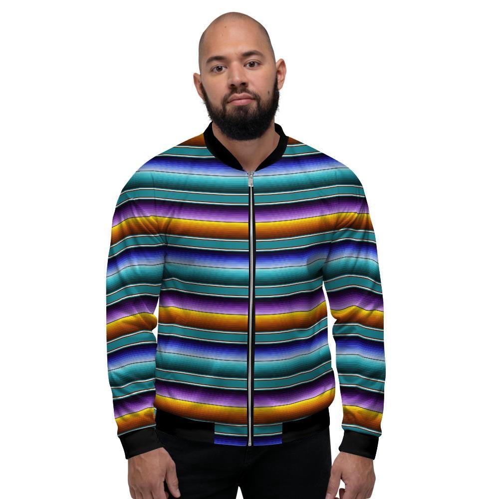 Blue Baja Serape Men's Bomber Jacket-grizzshop