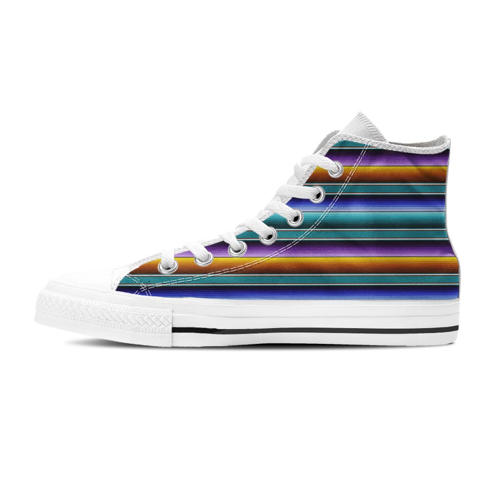 Blue Baja Serape Men's High Top Shoes-grizzshop