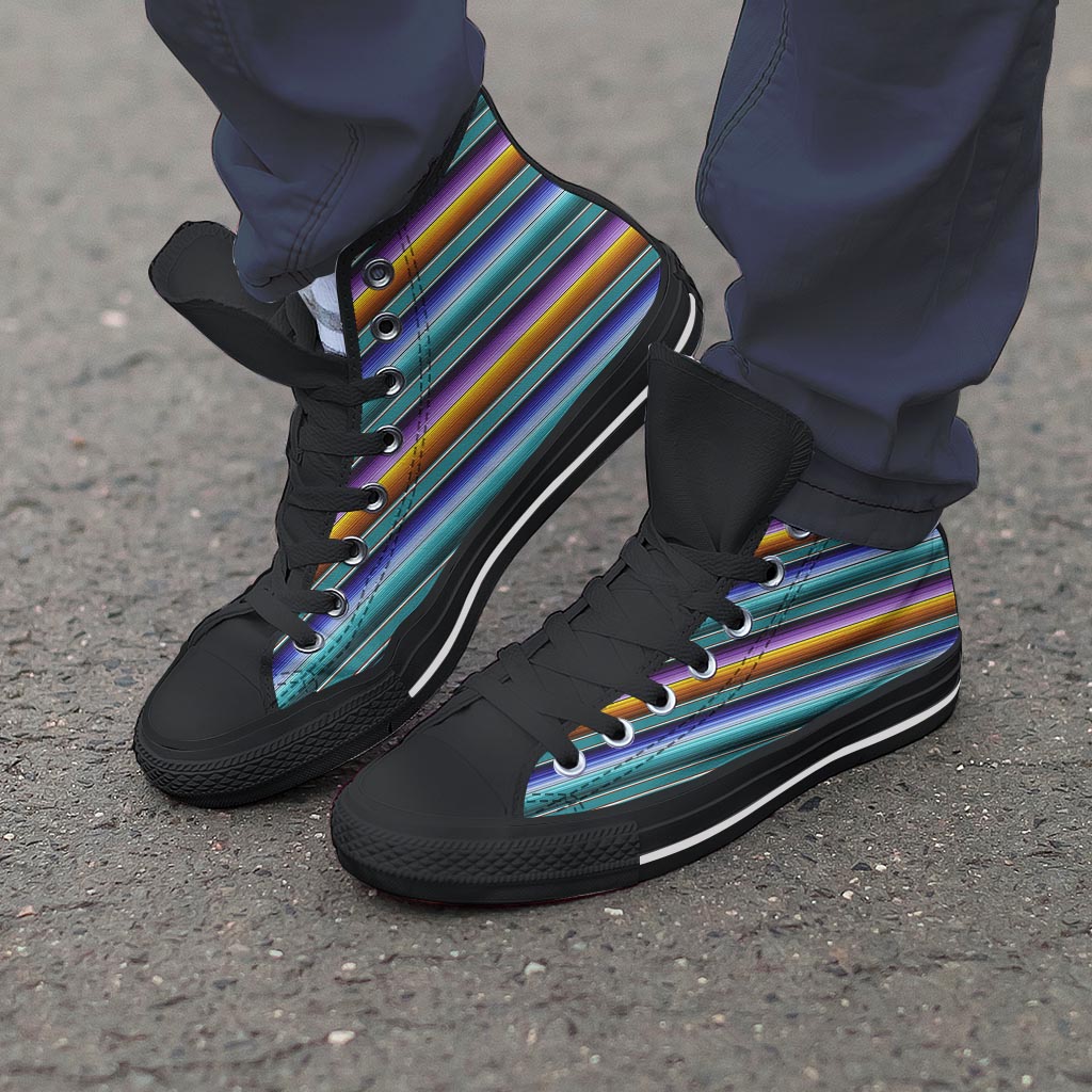 Blue Baja Serape Men's High Top Shoes-grizzshop