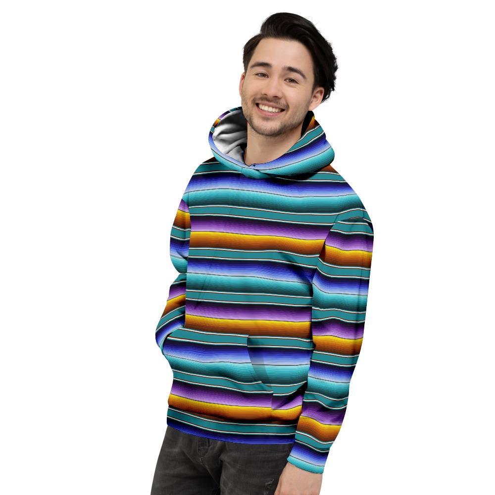 Blue Baja Serape Men's Hoodie-grizzshop