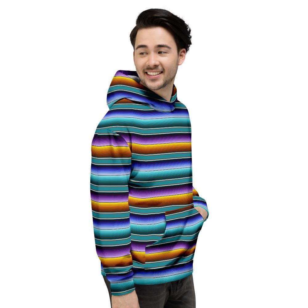 Blue Baja Serape Men's Hoodie-grizzshop