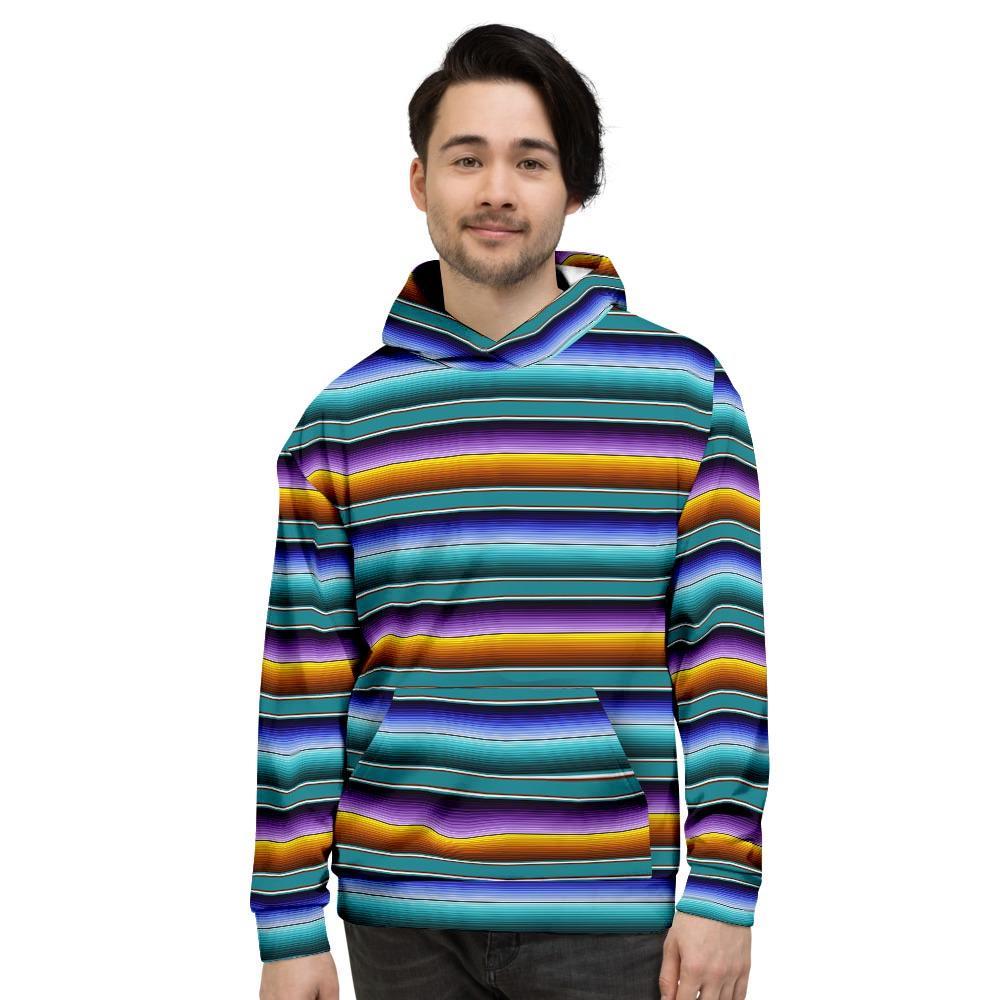 Blue Baja Serape Men's Hoodie-grizzshop