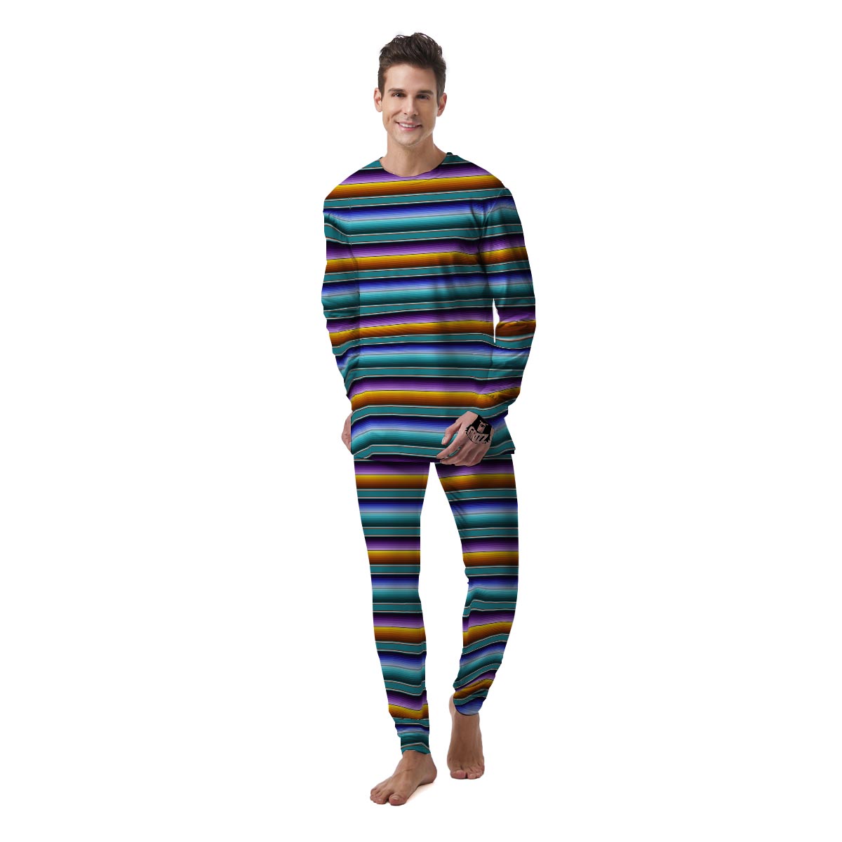 Blue Baja Serape Men's Pajamas-grizzshop