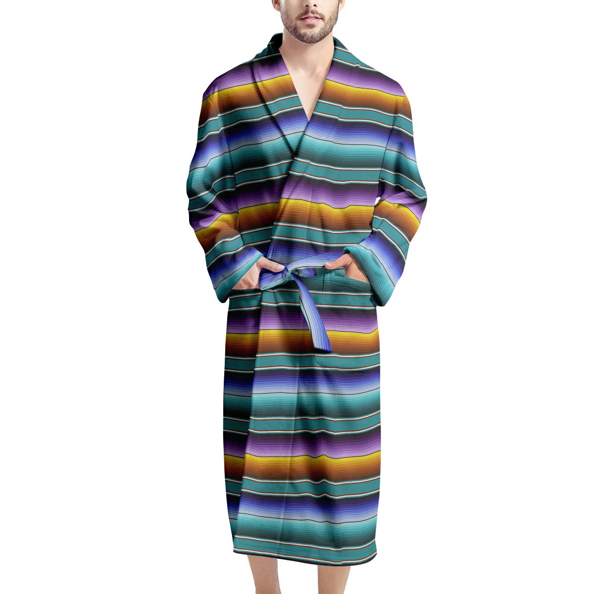 Blue Baja Serape Men's Robe-grizzshop