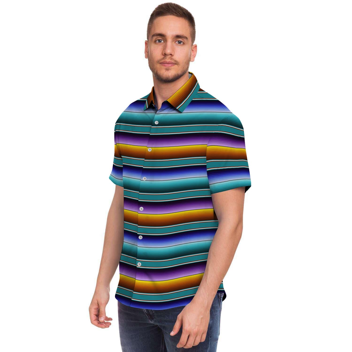 Blue Baja Serape Men's Short Sleeve Shirt-grizzshop