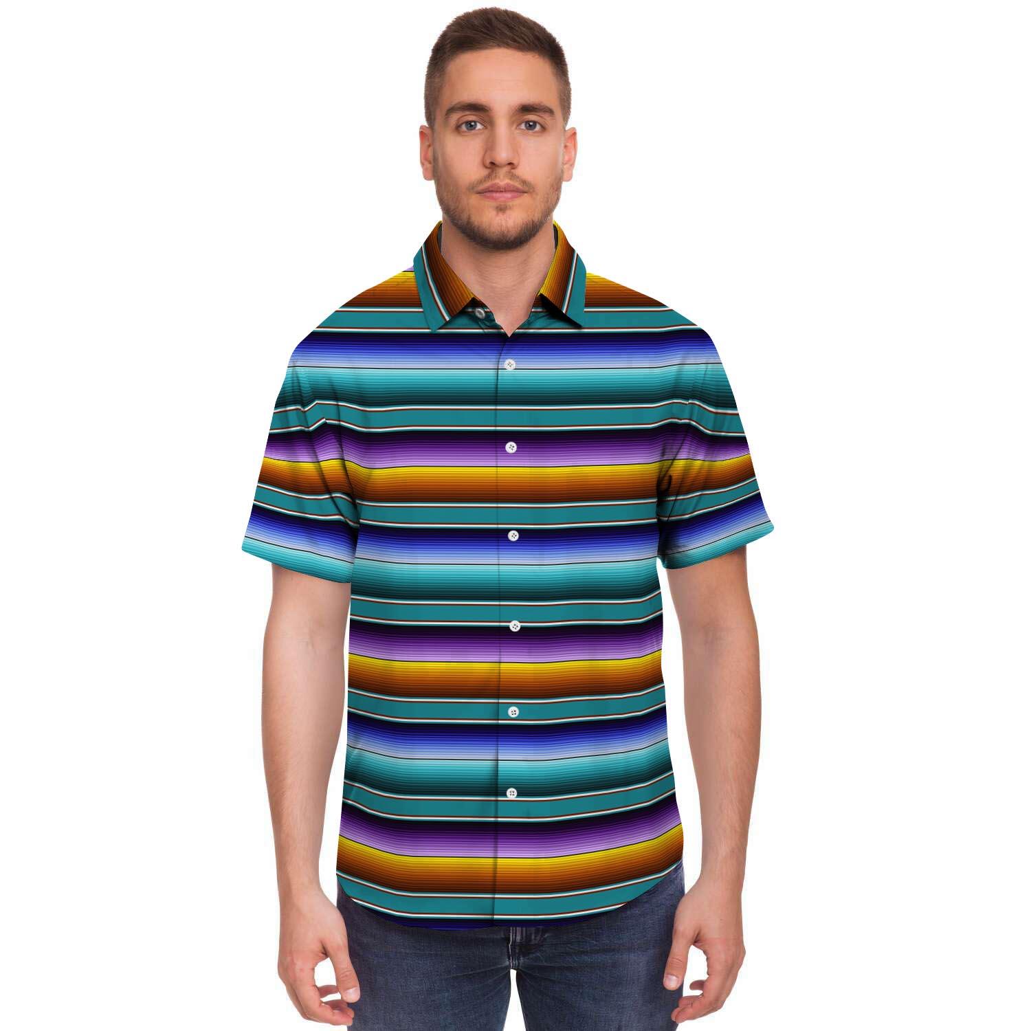 Blue Baja Serape Men's Short Sleeve Shirt-grizzshop