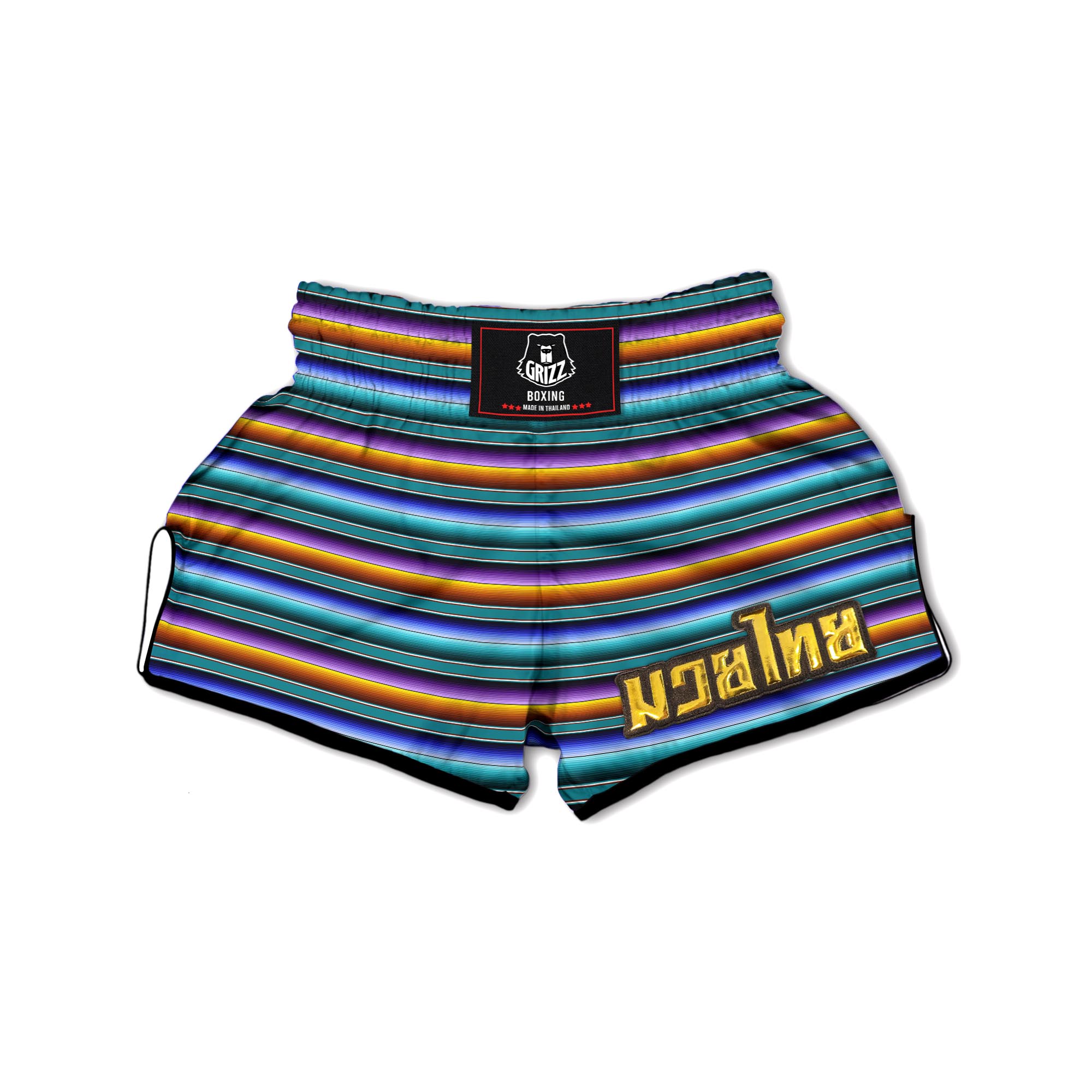 Blue Baja Serape Muay Thai Boxing Shorts-grizzshop