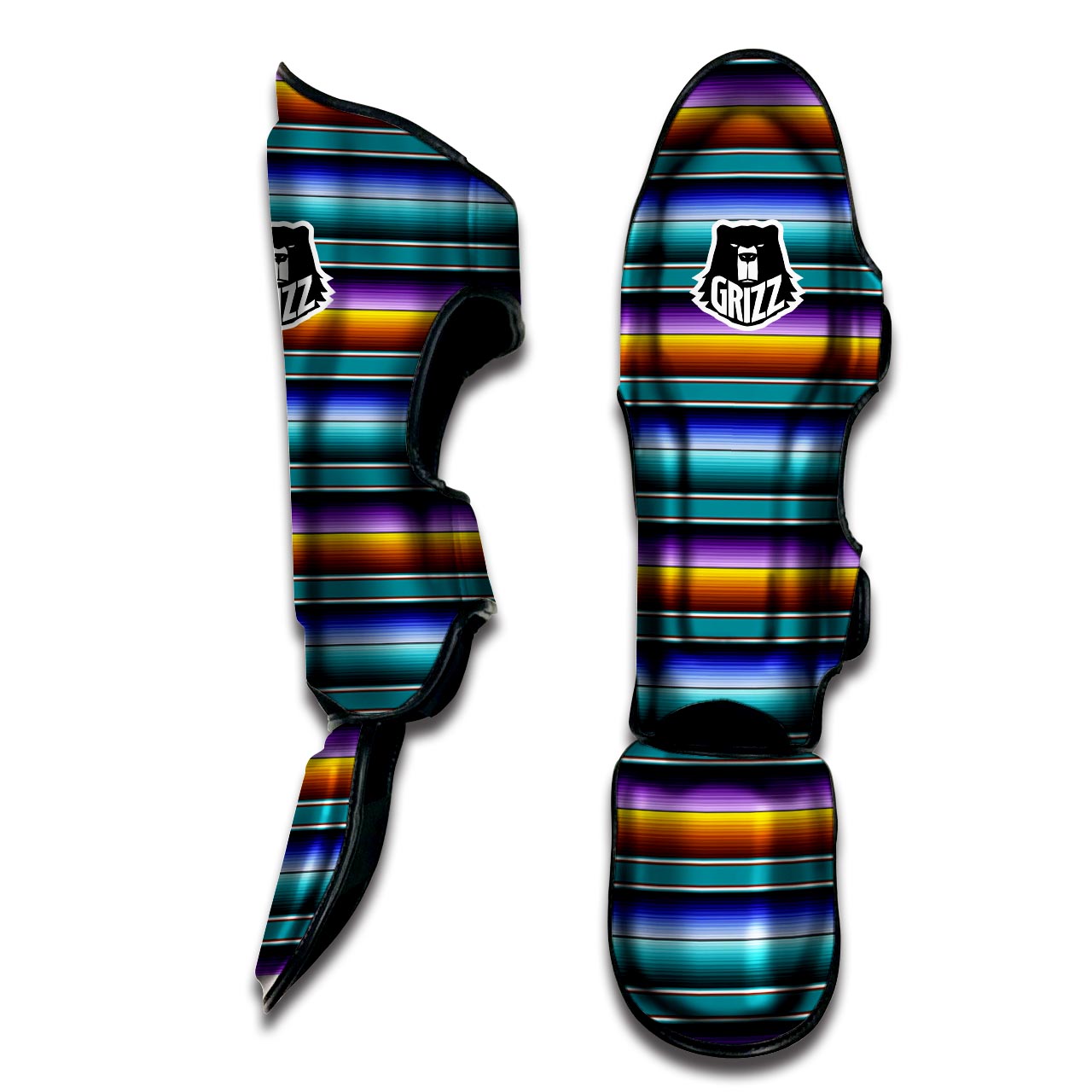 Blue Baja Serape Muay Thai Shin Guard-grizzshop