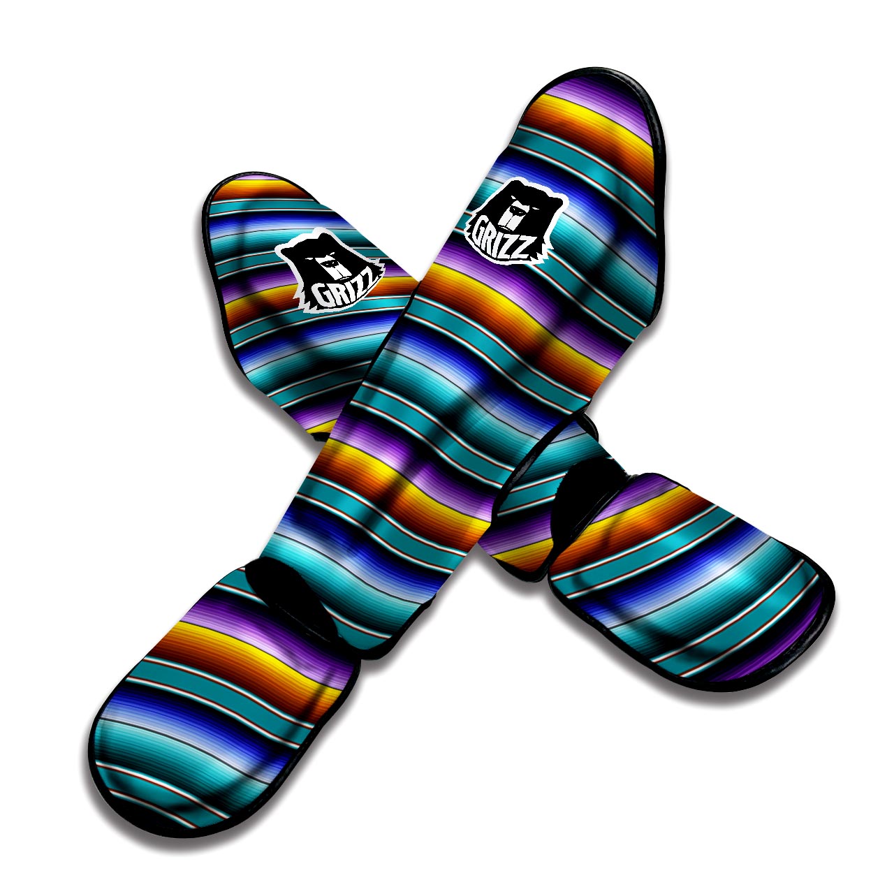 Blue Baja Serape Muay Thai Shin Guard-grizzshop