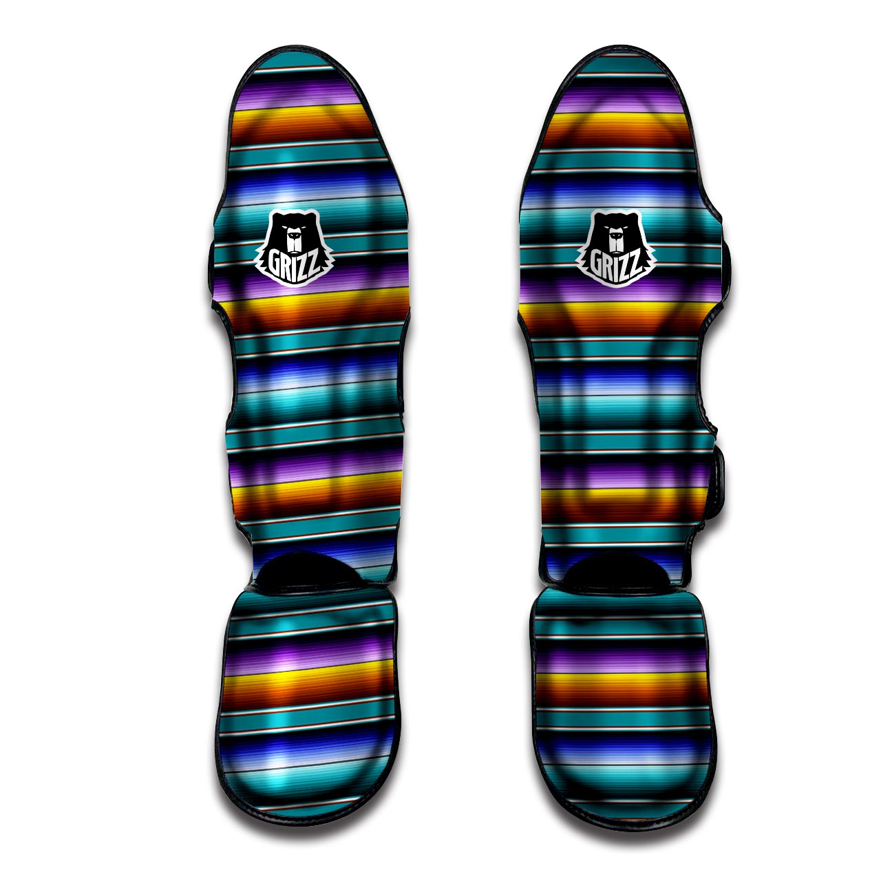 Blue Baja Serape Muay Thai Shin Guard-grizzshop