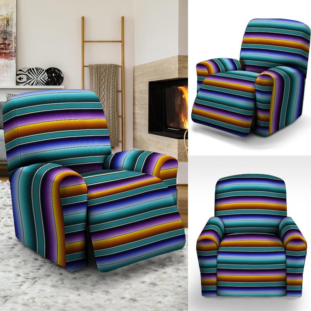 Blue Baja Serape Recliner Cover-grizzshop