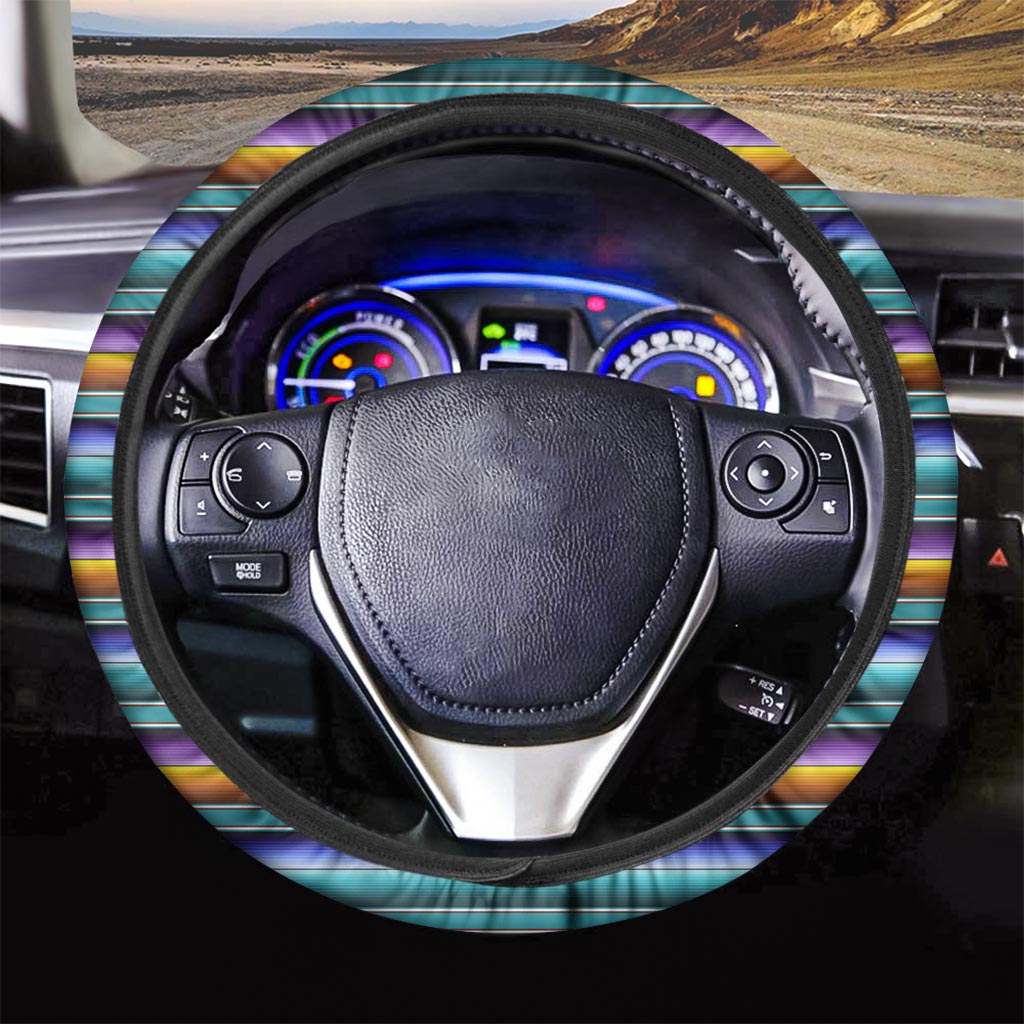 Blue Baja Serape Steering Wheel Cover-grizzshop