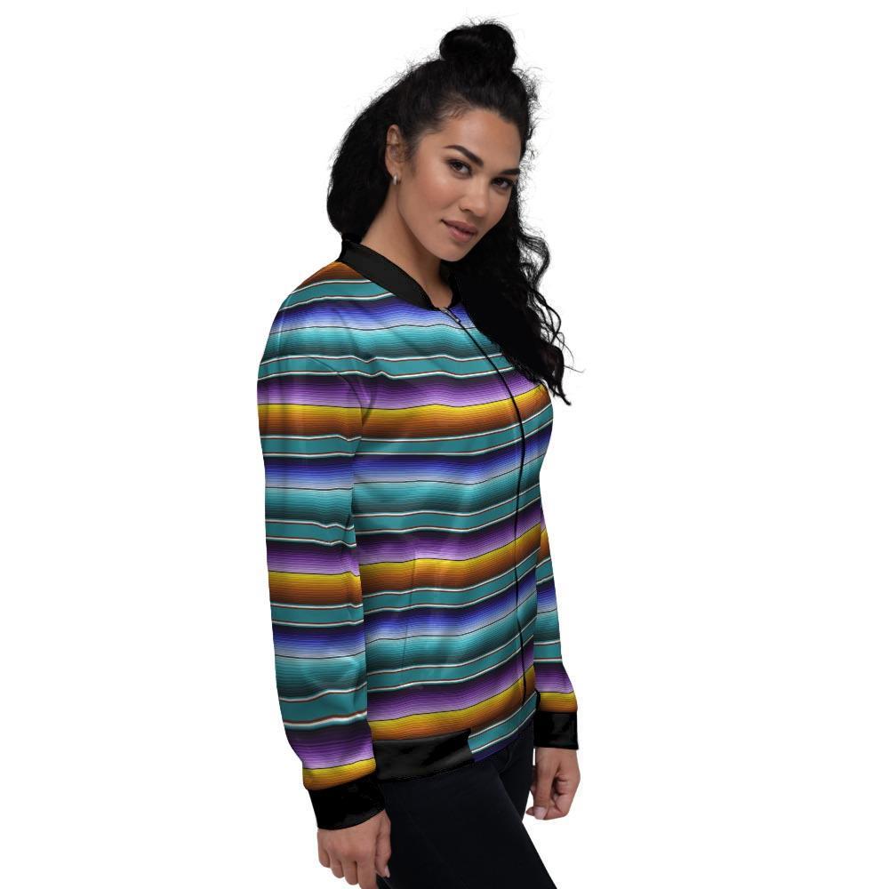 Blue Baja Serape Women's Bomber Jacket-grizzshop