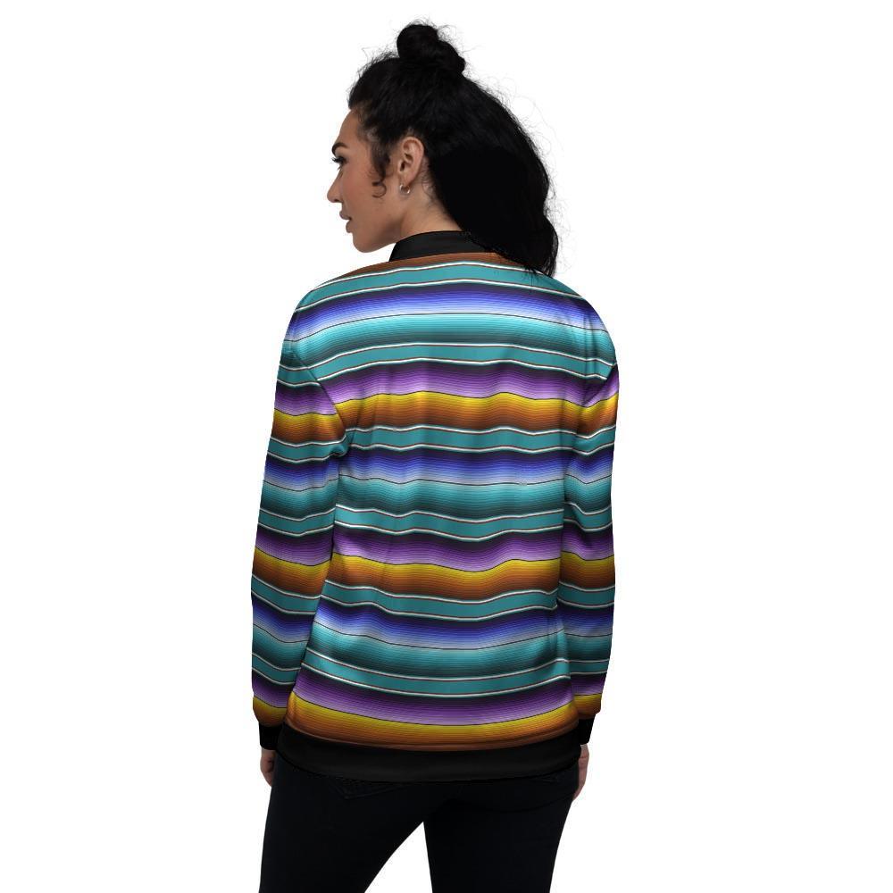 Blue Baja Serape Women's Bomber Jacket-grizzshop