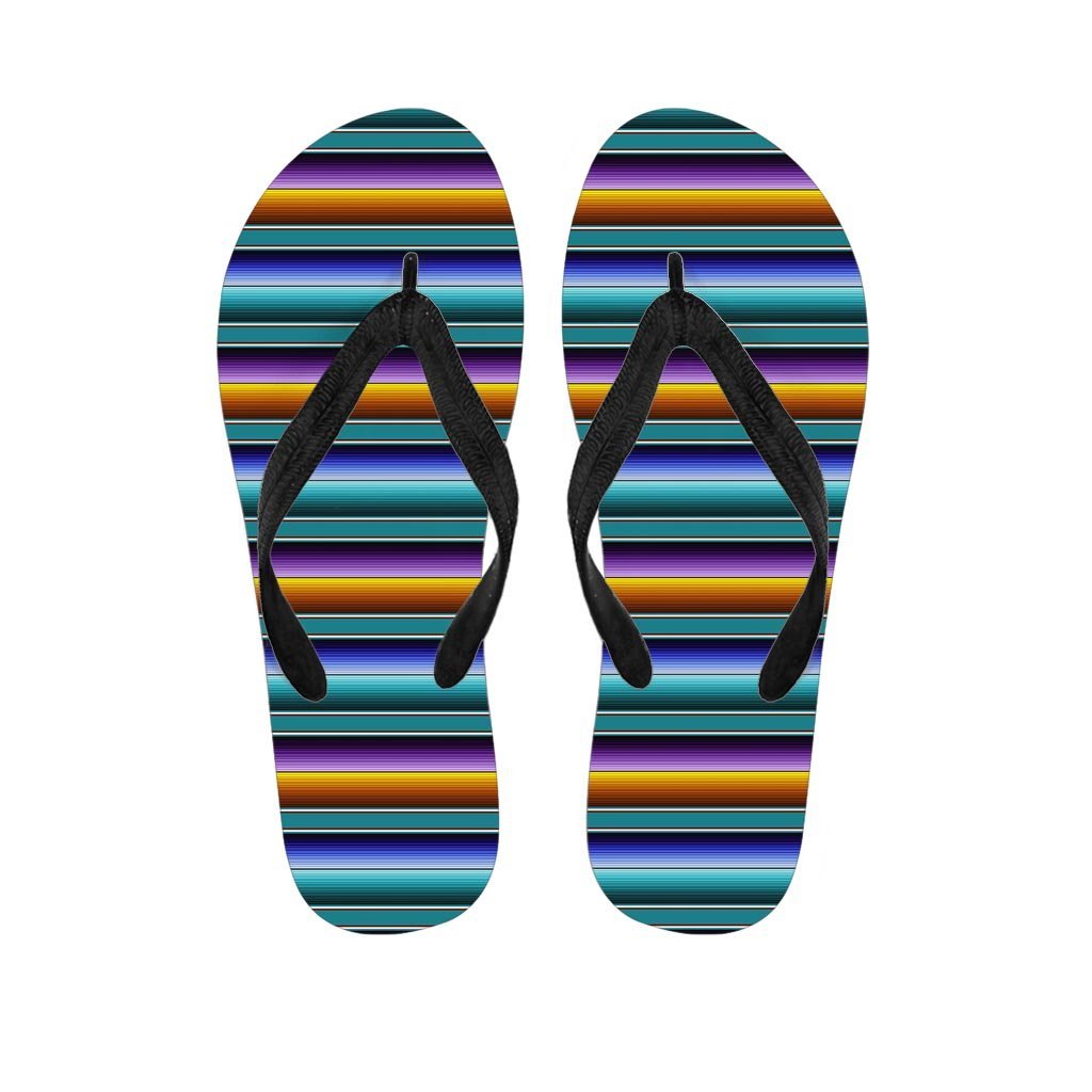 Blue Baja Serape Women's Flip Flops-grizzshop