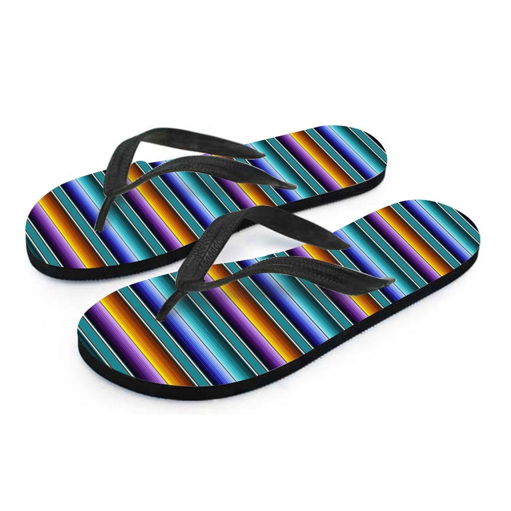 Blue Baja Serape Women's Flip Flops-grizzshop