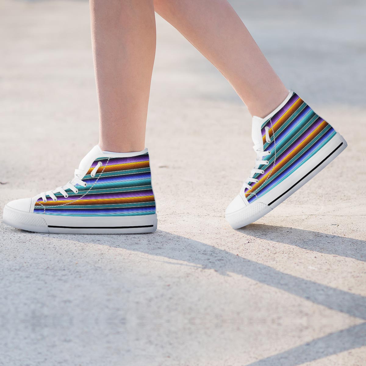 Blue Baja Serape Women's High Top Shoes-grizzshop