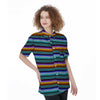 Blue Baja Serape Women's Short Sleeve Shirts-grizzshop