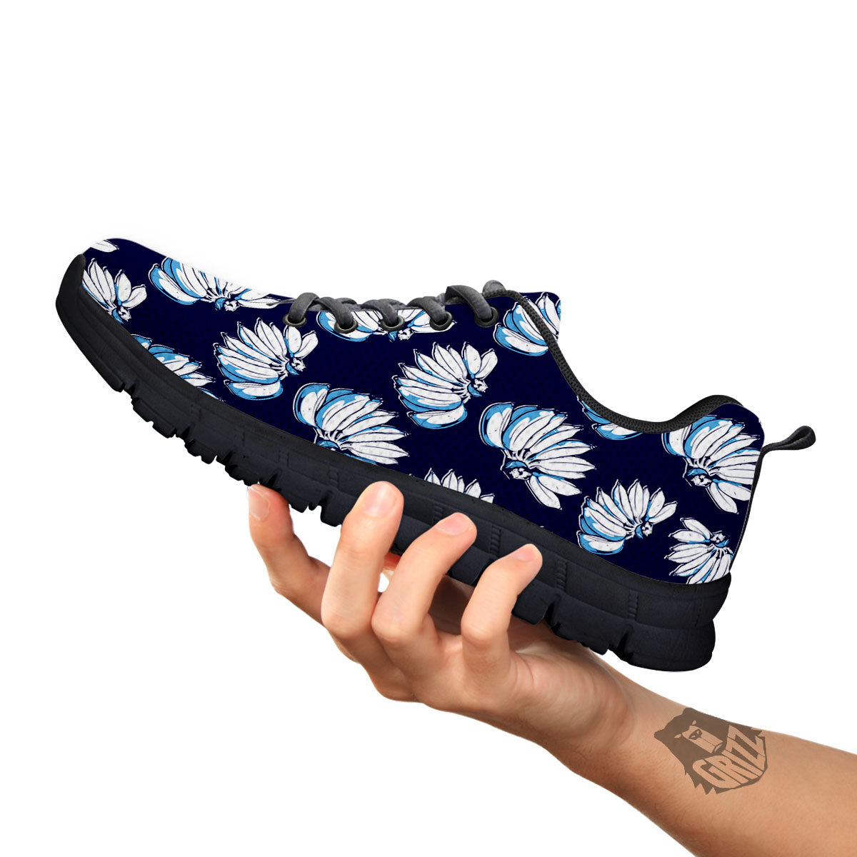 Blue Banana Retro Print Pattern Black Sneaker-grizzshop