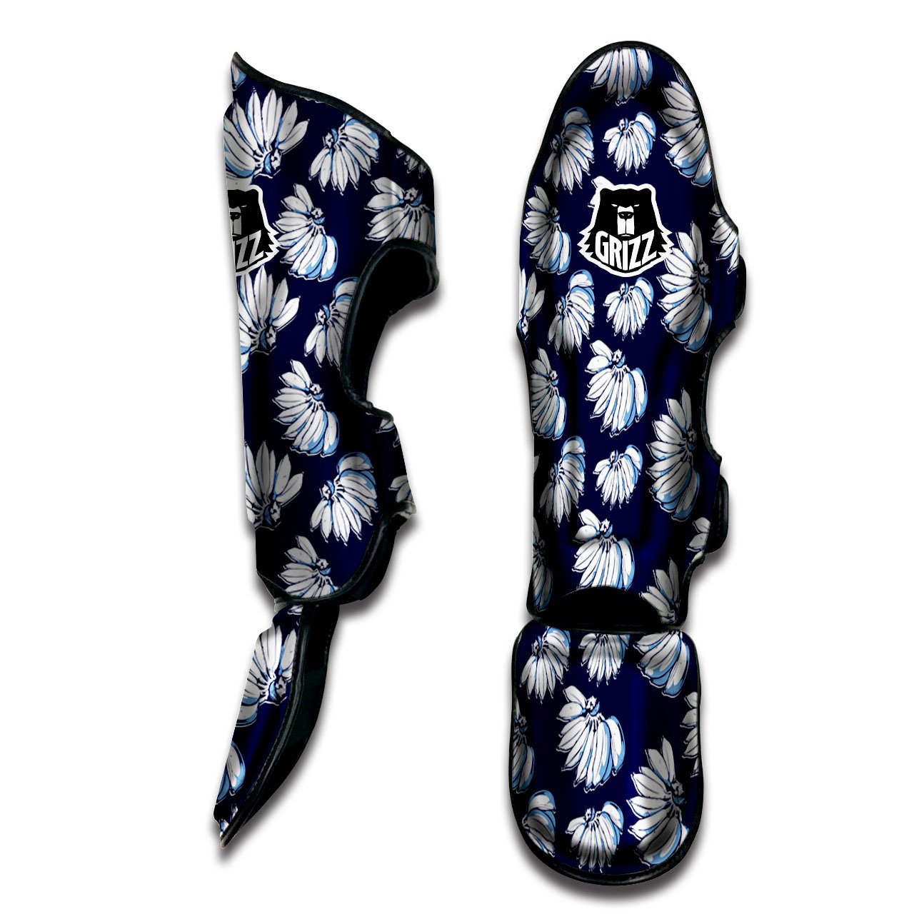 Blue Banana Retro Print Pattern Muay Thai Shin Guards-grizzshop