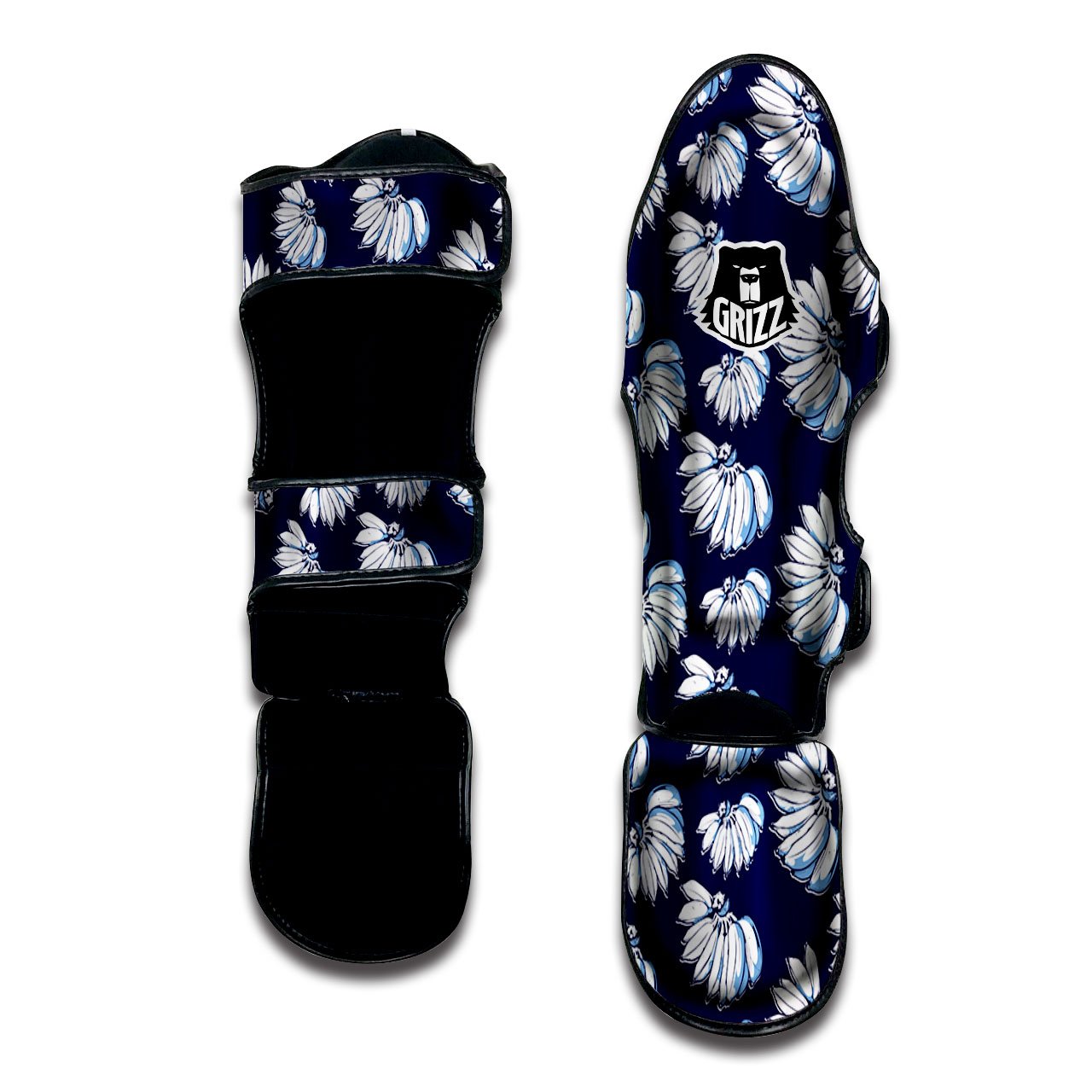 Blue Banana Retro Print Pattern Muay Thai Shin Guards-grizzshop