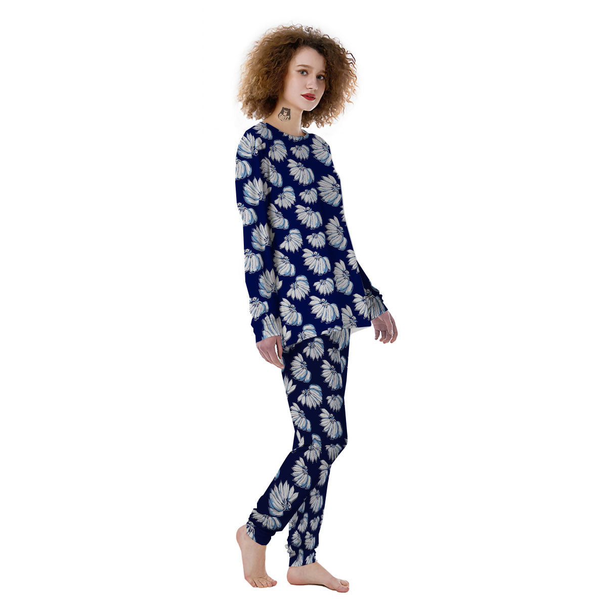 Blue Banana Retro Print Pattern Women's Pajamas-grizzshop