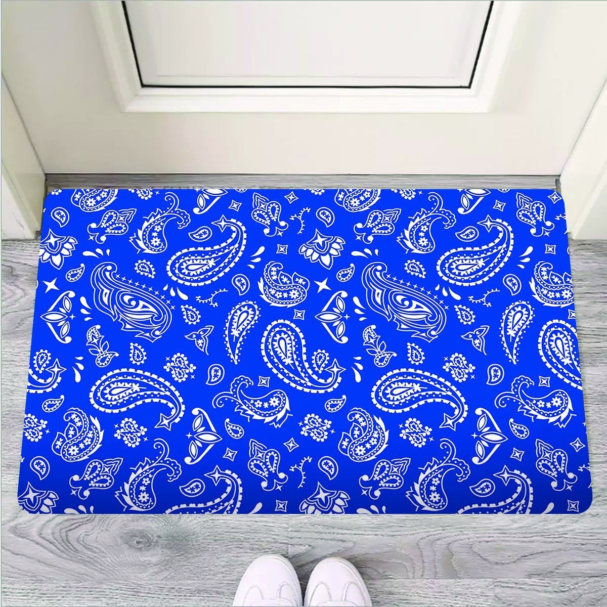 Blue Bandana Door Mat-grizzshop