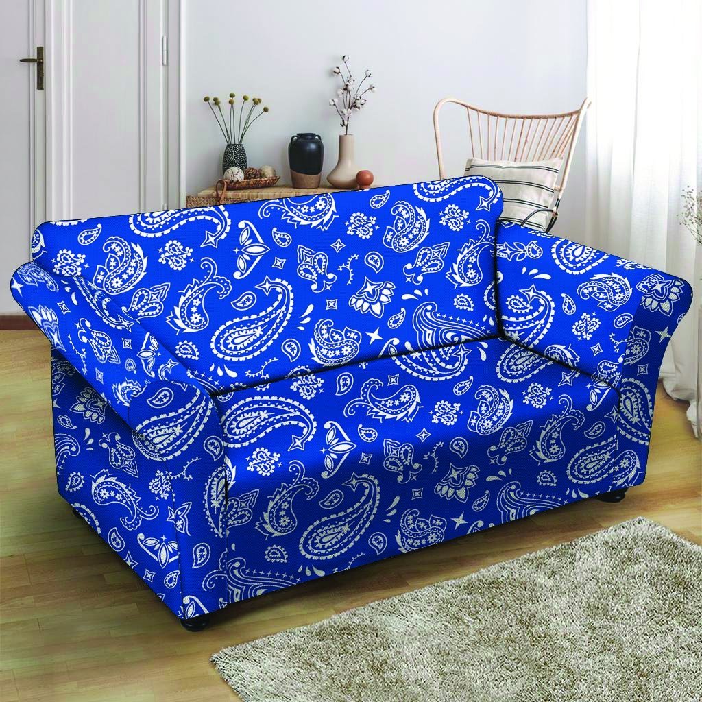 Blue Bandana Loveseat Cover-grizzshop