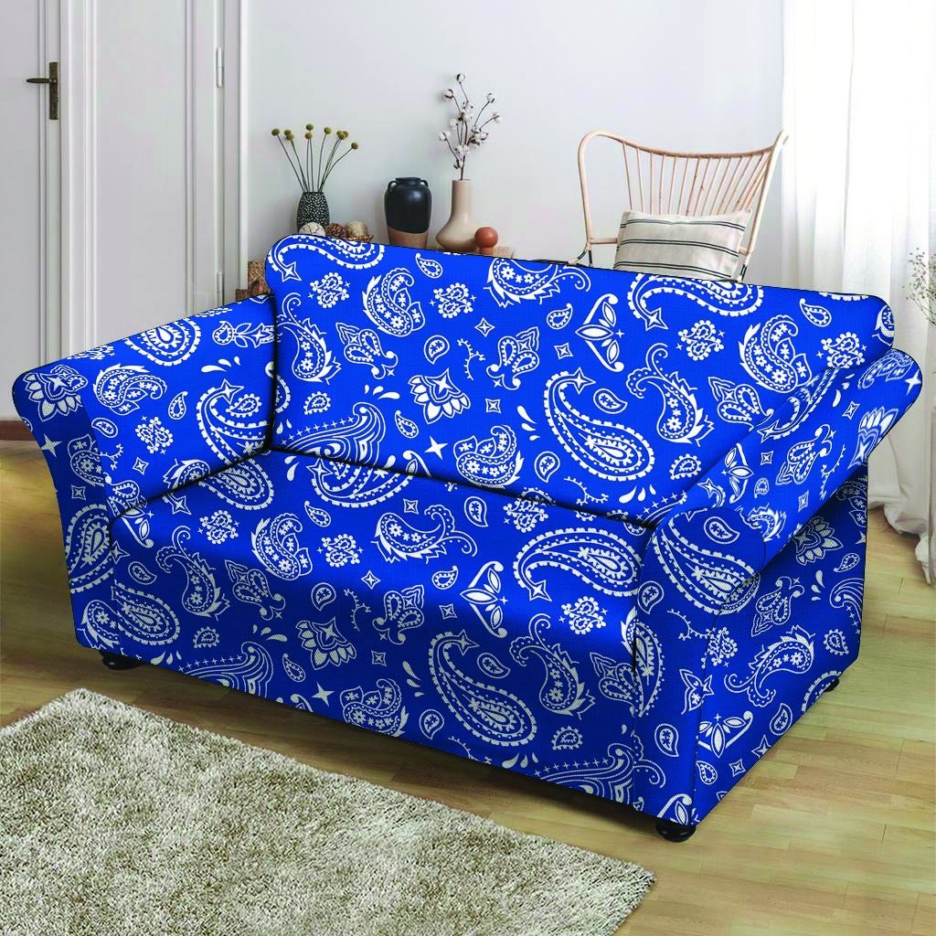 Blue Bandana Loveseat Cover-grizzshop