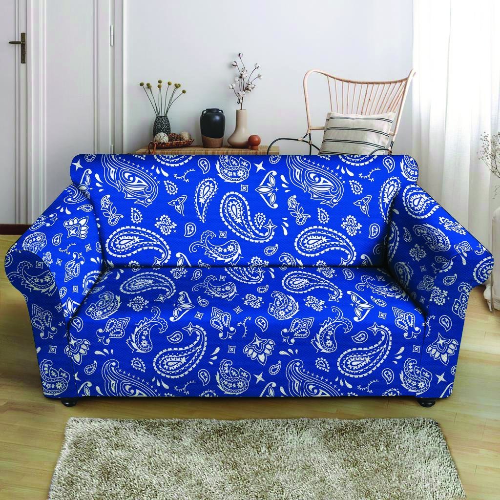 Blue Bandana Loveseat Cover-grizzshop