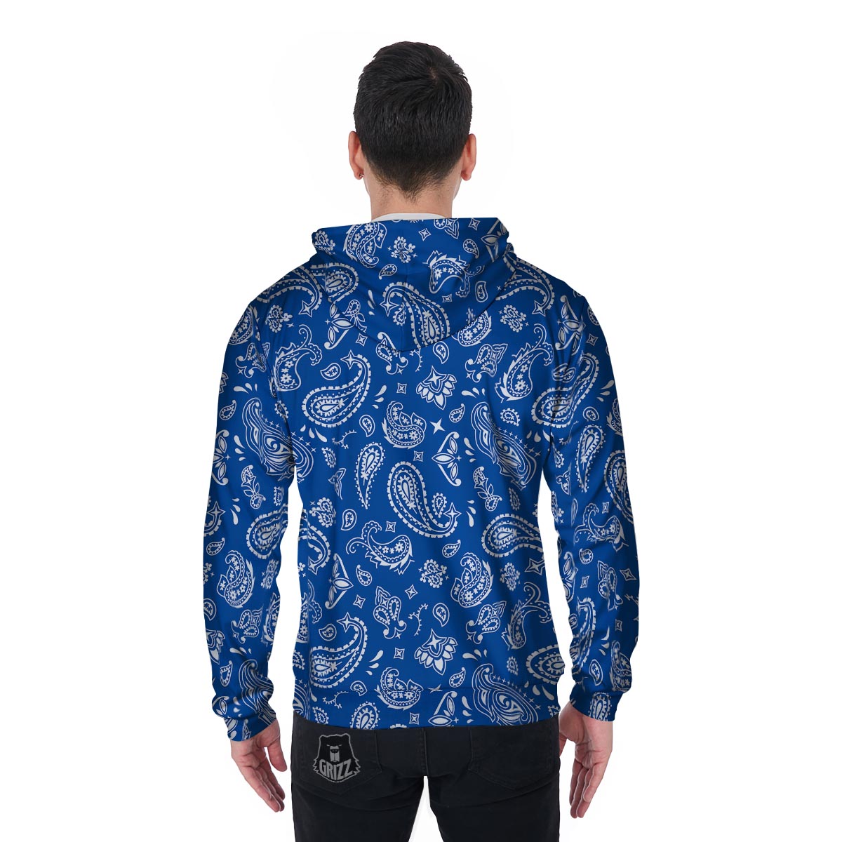 Blue Bandana Men's Zip Up Hoodie-grizzshop