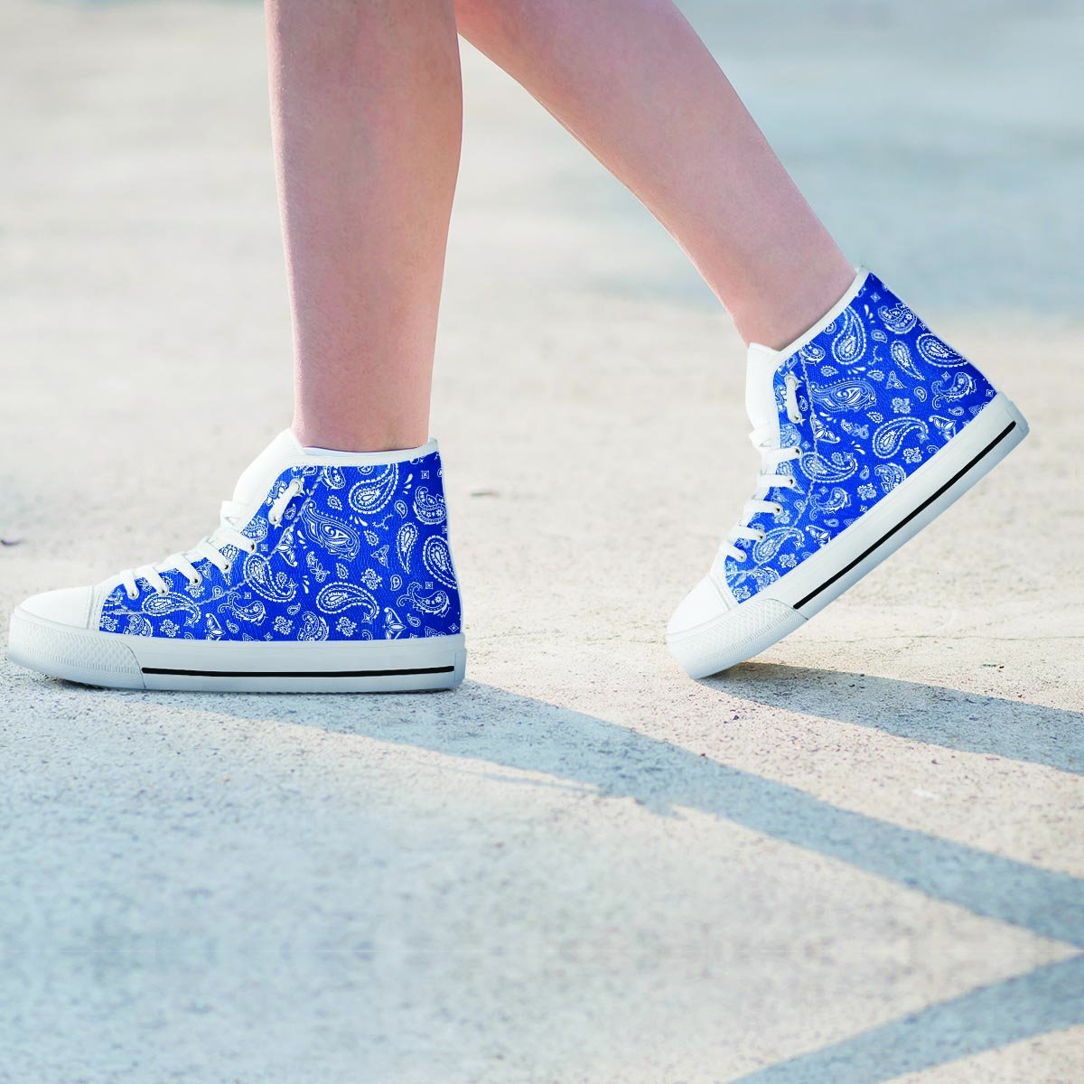 Blue Bandana Women's High Top Shoes-grizzshop