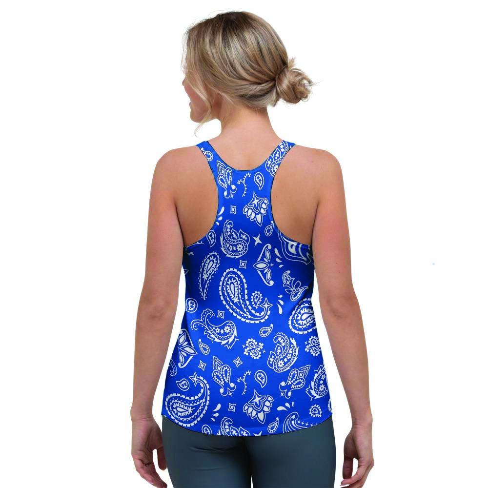 Blue Bandana Women's Racerback Tank Top-grizzshop