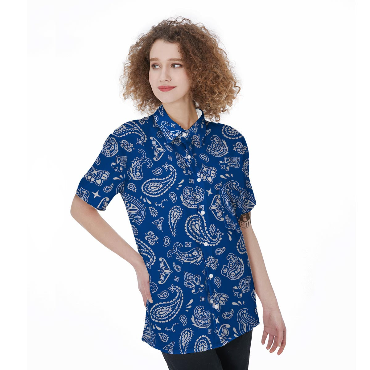 Blue Bandana Women's Short Sleeve Shirts-grizzshop