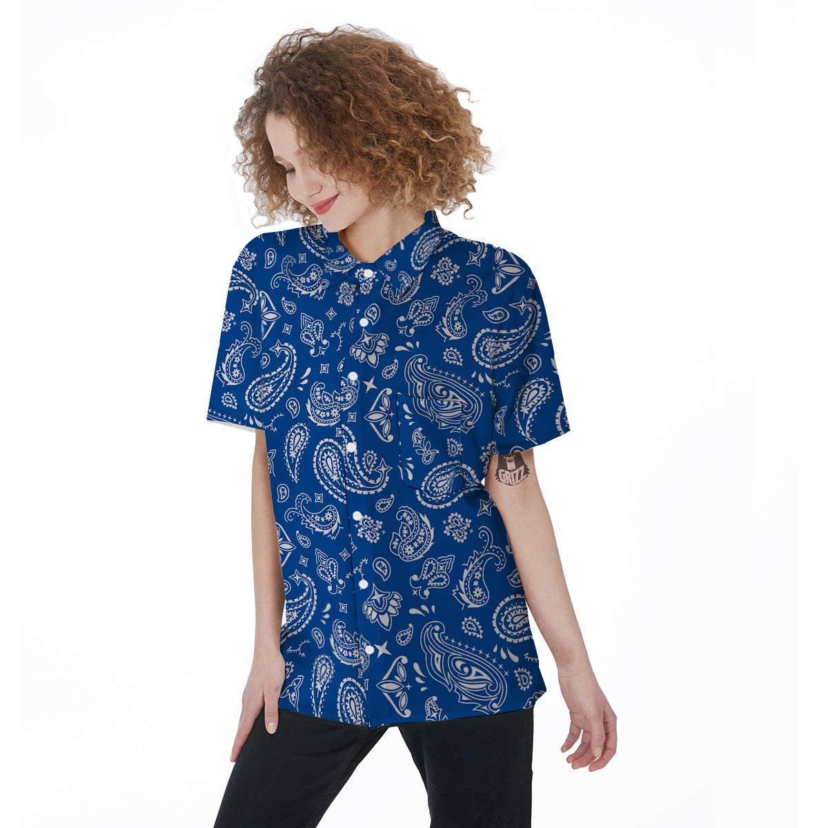 Blue Bandana Women's Short Sleeve Shirts-grizzshop