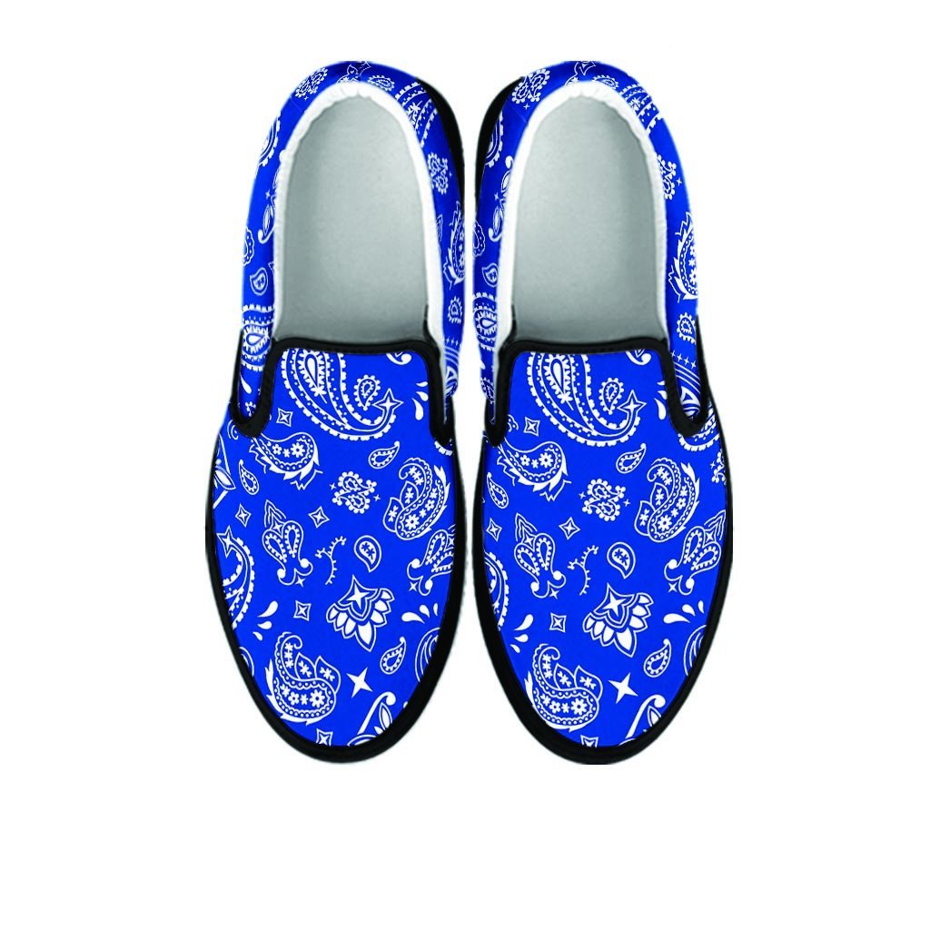 Blue Bandana Women's Slip On Sneakers-grizzshop