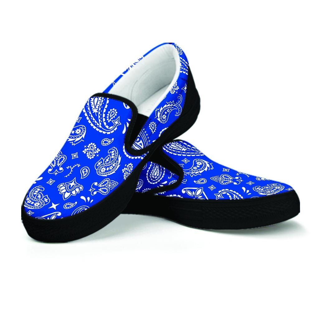 Blue Bandana Women's Slip On Sneakers-grizzshop