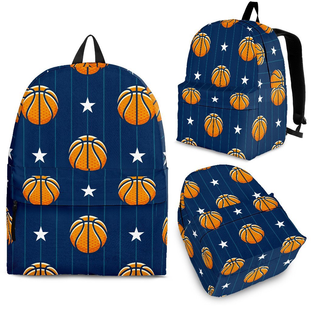 Blue Basketball Pattern Print Backpack-grizzshop