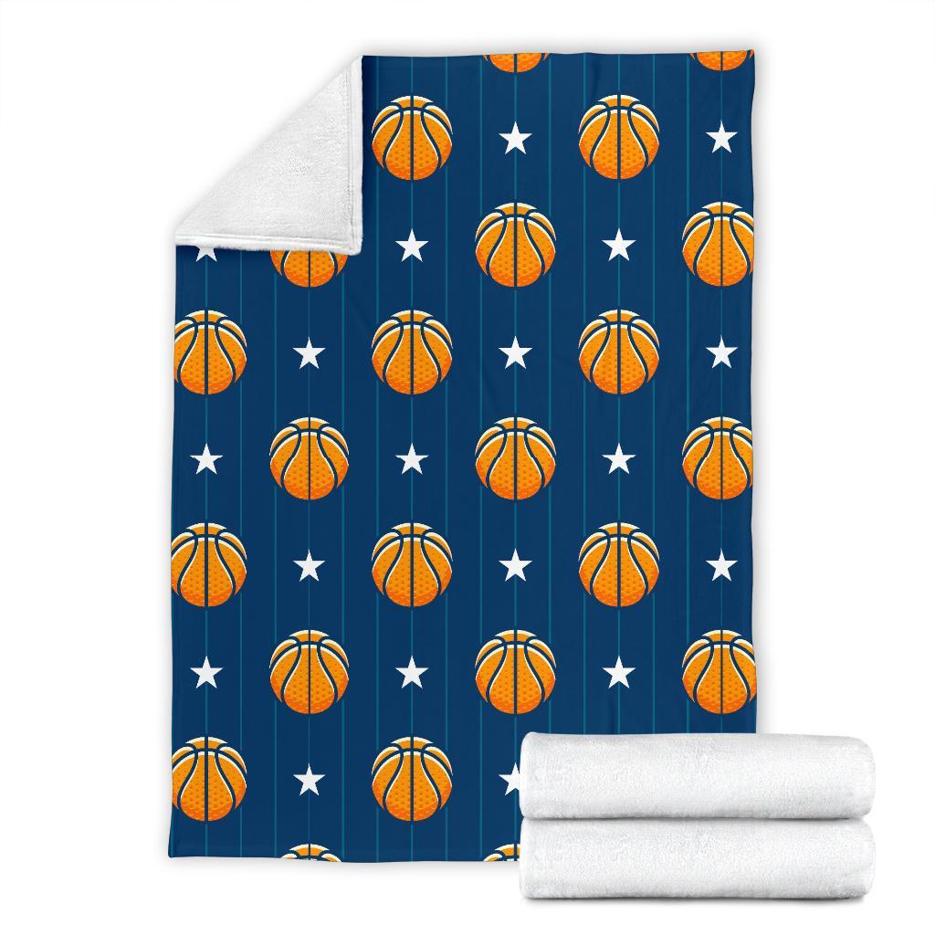 Blue Basketball Pattern Print Blanket-grizzshop