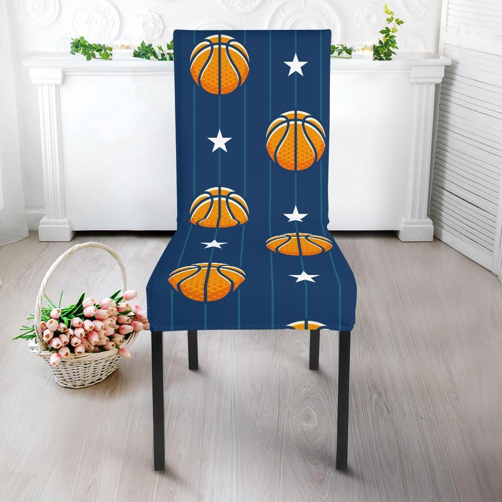 Blue Basketball Pattern Print Chair Cover-grizzshop