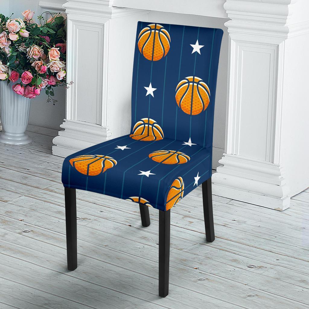 Blue Basketball Pattern Print Chair Cover-grizzshop