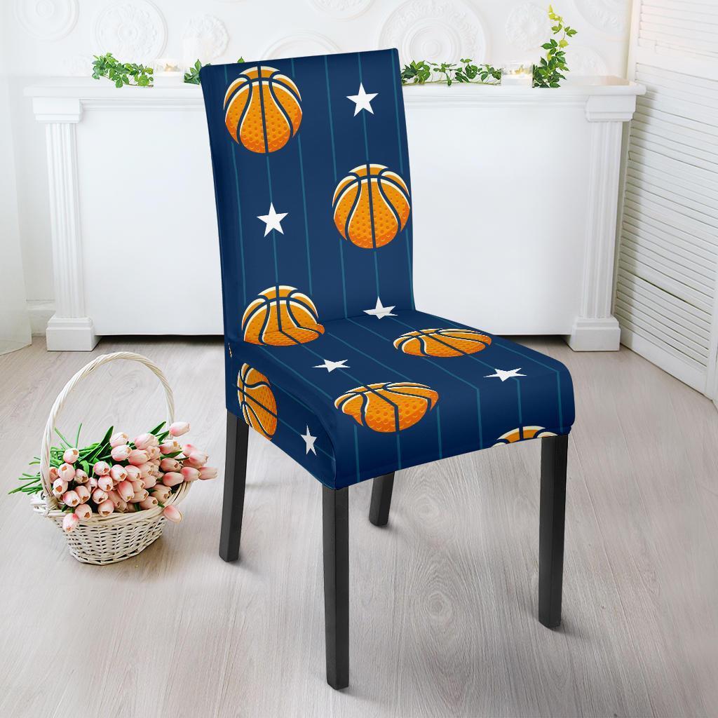 Blue Basketball Pattern Print Chair Cover-grizzshop