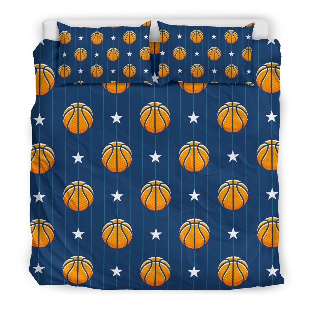 Blue Basketball Pattern Print Duvet Cover Bedding Set-grizzshop