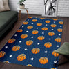 Blue Basketball Pattern Print Floor Mat-grizzshop