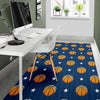 Blue Basketball Pattern Print Floor Mat-grizzshop