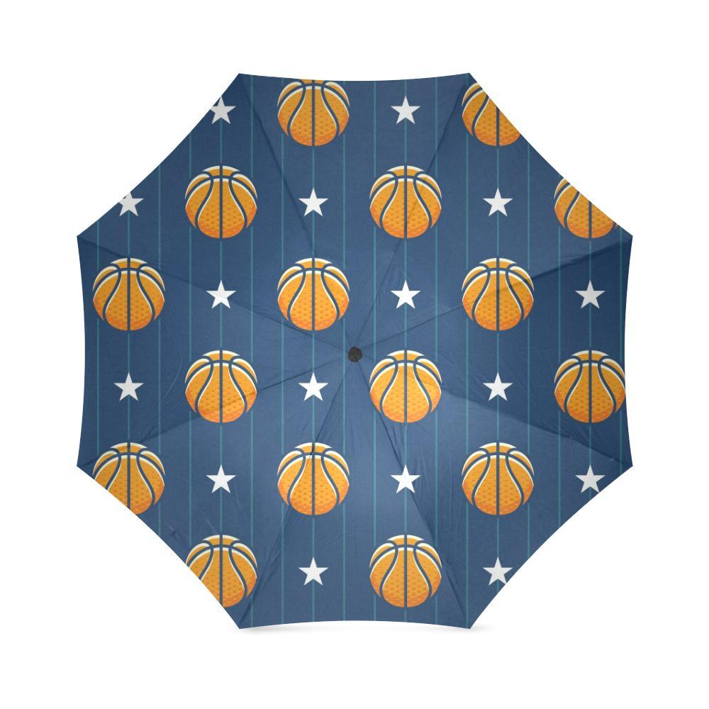 Blue Basketball Pattern Print Foldable Umbrella-grizzshop