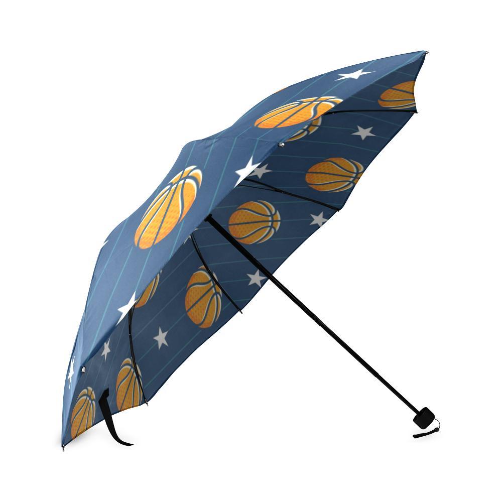 Blue Basketball Pattern Print Foldable Umbrella-grizzshop