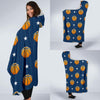 Blue Basketball Pattern Print Hooded Blanket-grizzshop