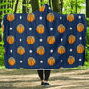 Blue Basketball Pattern Print Hooded Blanket-grizzshop