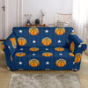 Blue Basketball Pattern Print Loveseat Cover-grizzshop